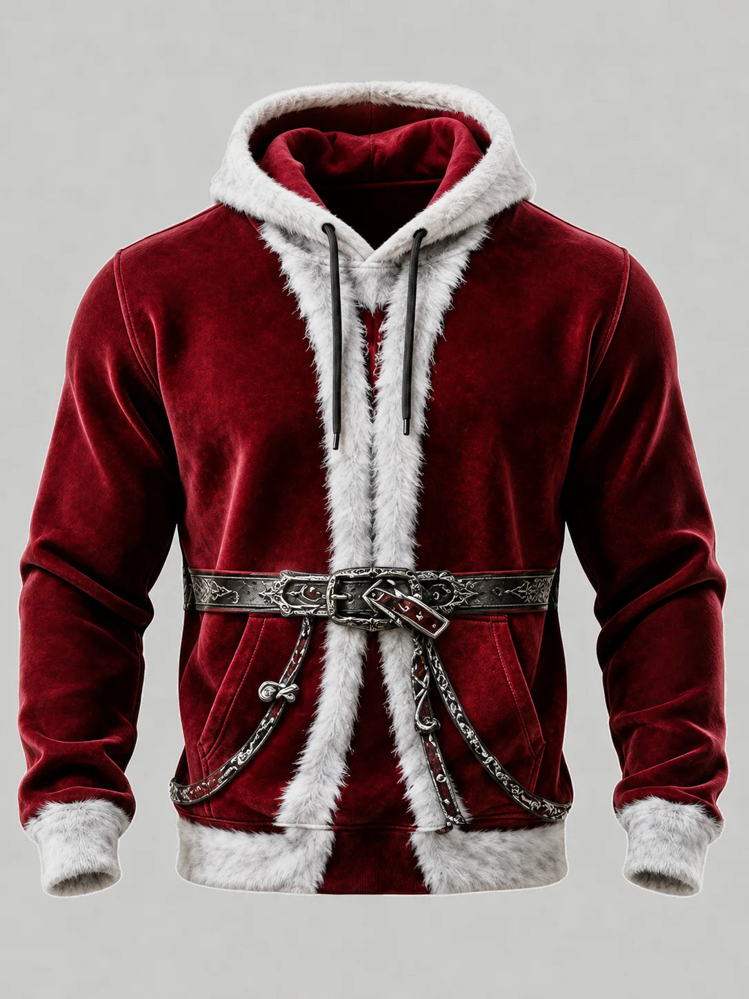 Christmas Vintage Santa Claus Suit Look Kangaroo-Pocket Hoodie Sweatshirt