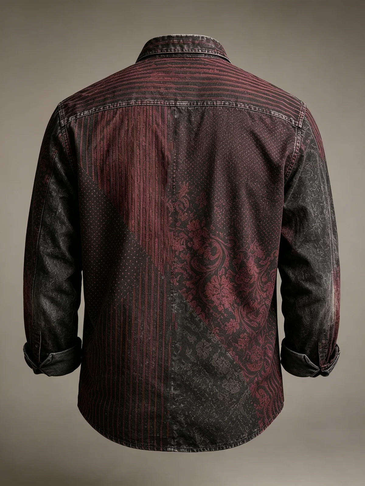 Moisture-Wicking  Abstract Geometric Gradient  Chest Pocket Long-Sleeve Casual Shirt