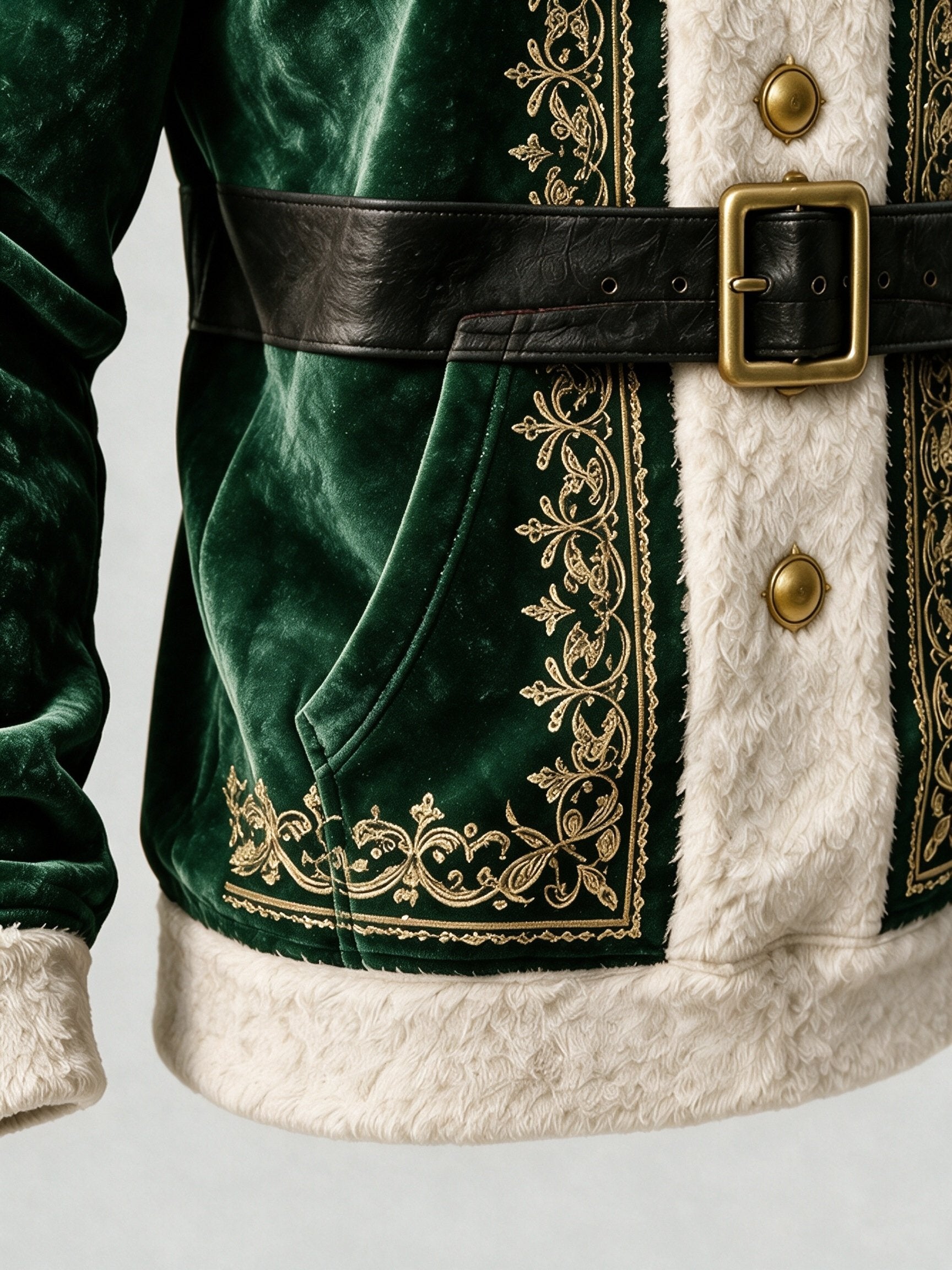 Christmas Vintage Santa Claus Suit Look Kangaroo-Pocket Hoodie Sweatshirt