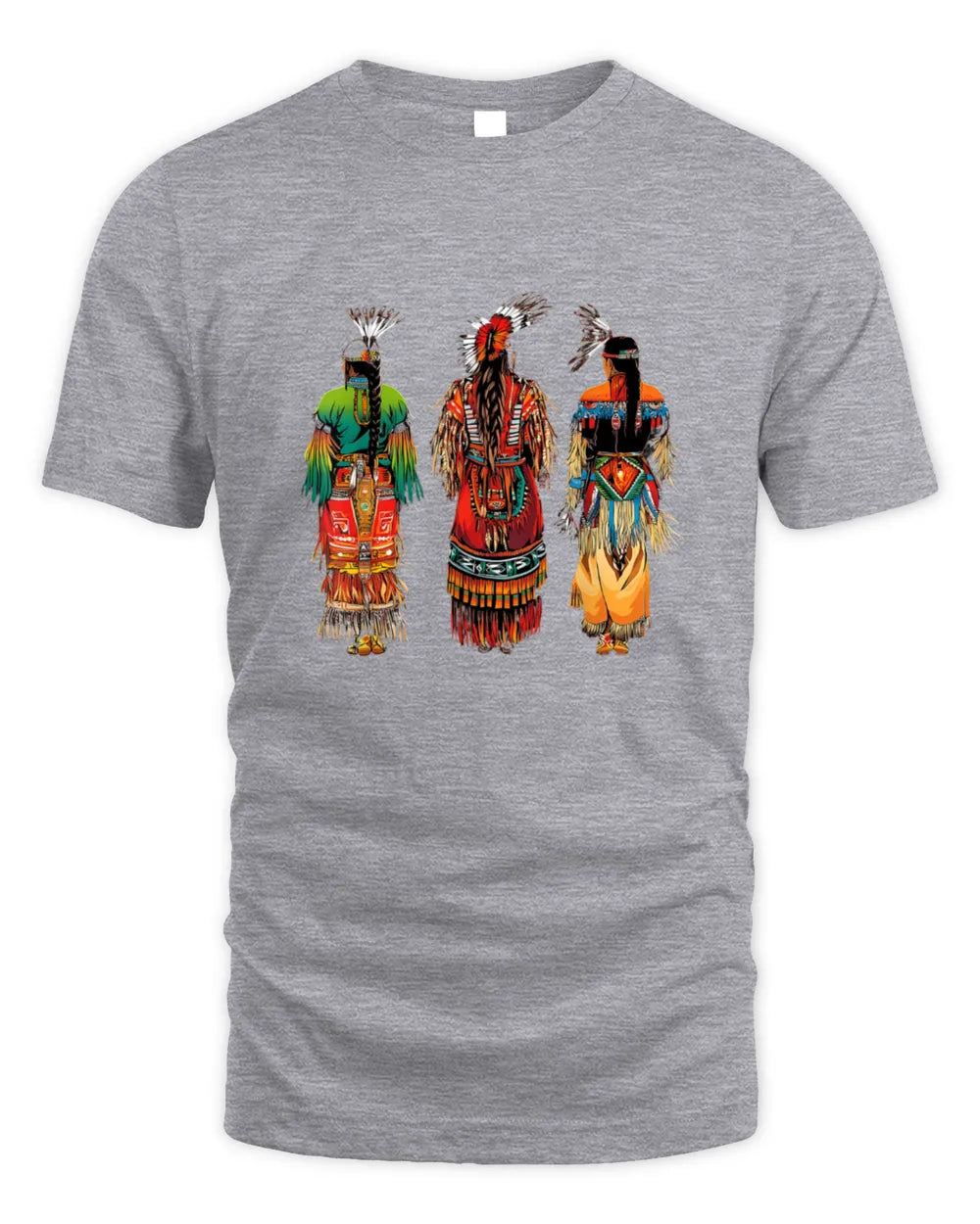 Native American Dancers Shirt | Indigenous Powwow Regalia T-Shirt | Tribal Pride Cultural Graphic Tee | First Nations Heritage Gift - Unisex Standard T-Shirt - sport grey - front