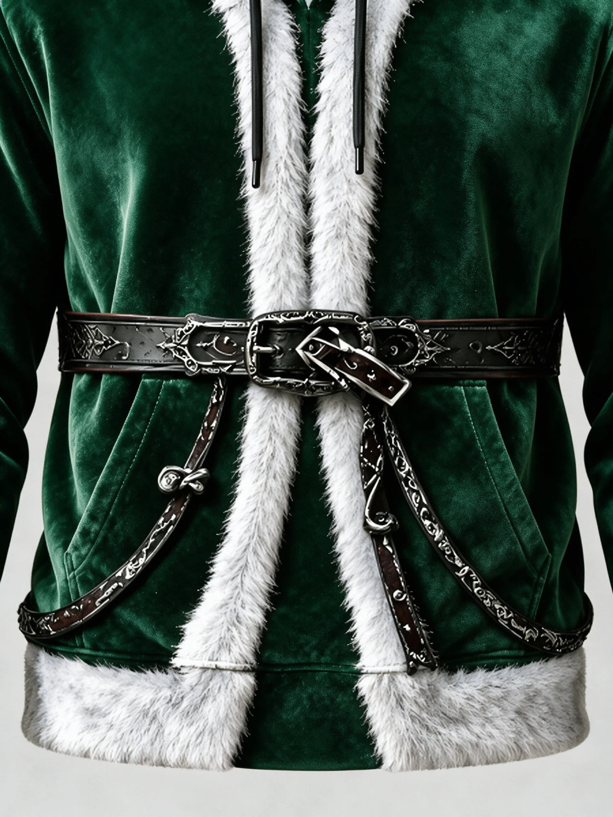Christmas Vintage Santa Claus Suit Look Kangaroo-Pocket Hoodie Sweatshirt