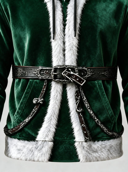 Christmas Vintage Santa Claus Suit Look Kangaroo-Pocket Hoodie Sweatshirt