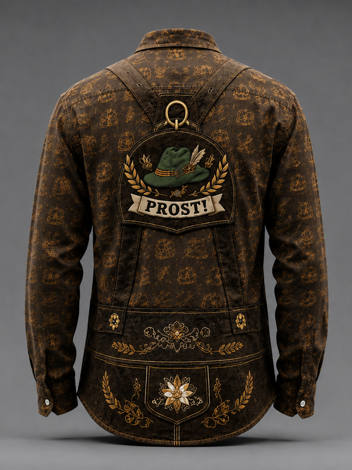 Moisture-Wicking Oktoberfest Style Chest Pocket Long-Sleeve Casual Shirt