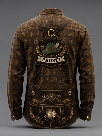 Moisture-Wicking Oktoberfest Style Chest Pocket Long-Sleeve Casual Shirt