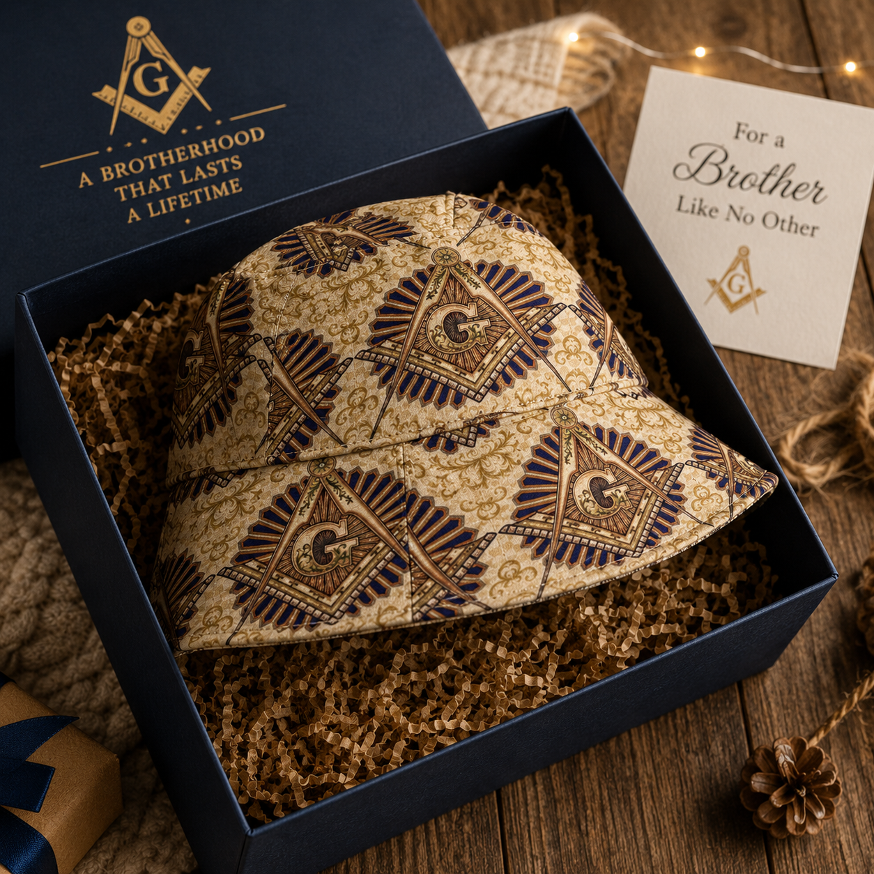 Masonic Bucket Hat – Classic All-Over Print Sun Hat