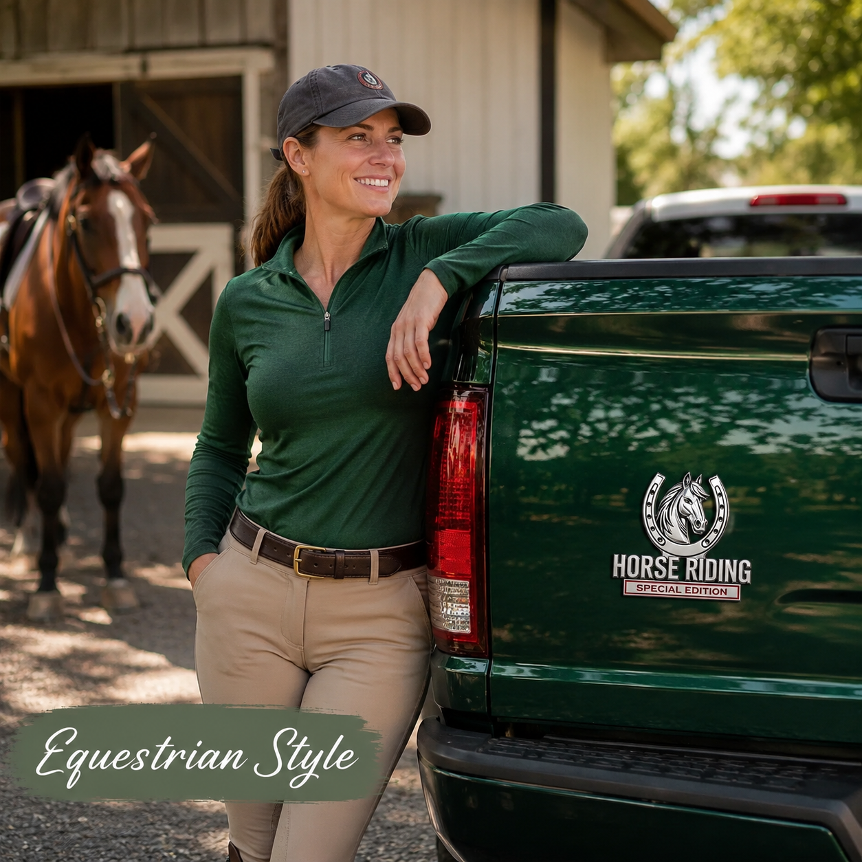 Horse Riding Special Edition Chrome Metal Car Emblem - Premium 3D Horse Head Badge for Trucks, SUVs & Horse Lovers