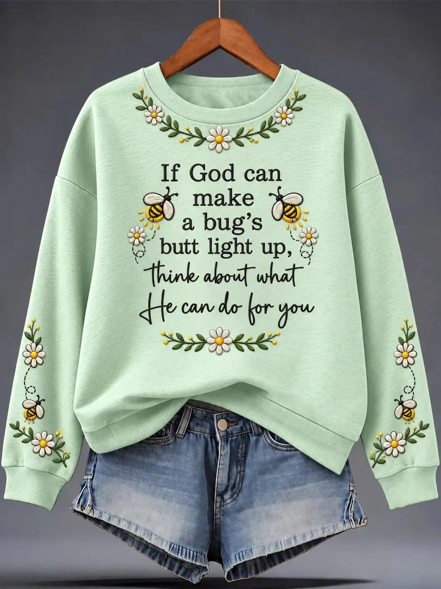 Women's Casual Faith Print Long-Sleeve Sweatshirt