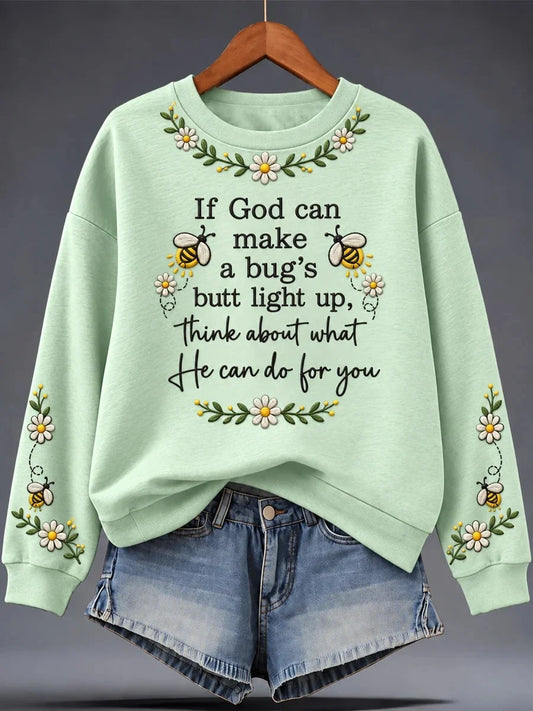 Women's Casual Faith Print Long-Sleeve Sweatshirt