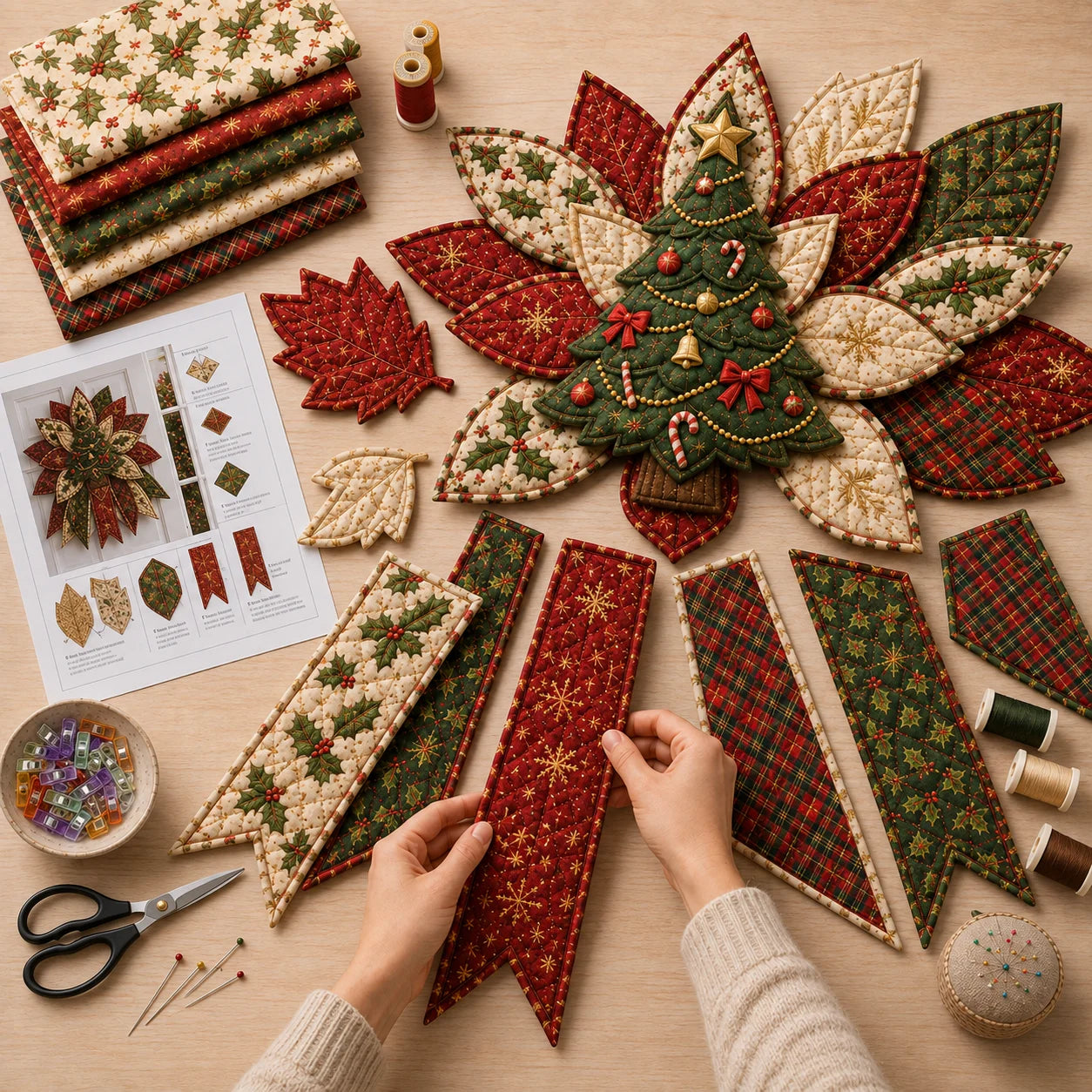 🎅🎄Beginner-Friendly Oversized Christmas Character Quilted Door Hanger Sewing Kit | Complete Kit with All Tools & Step-by-Step Guide Included 💕