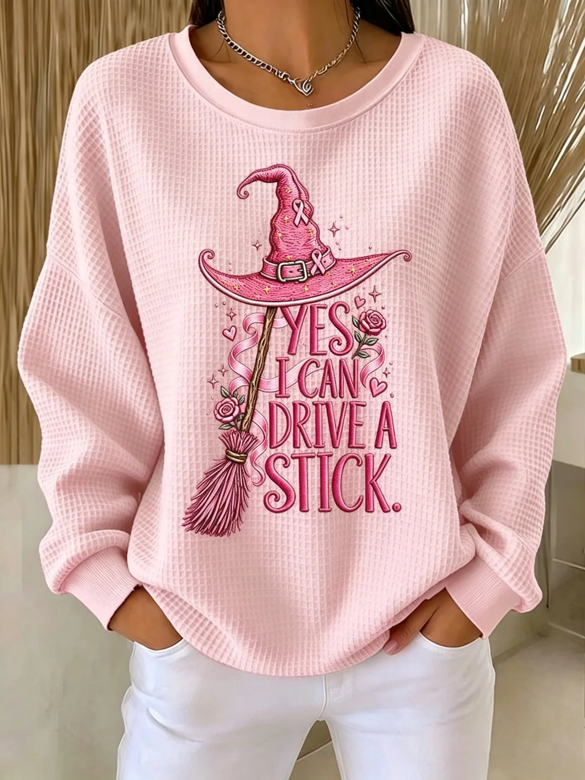 Women's Breast Cancer Print Sweatshirt