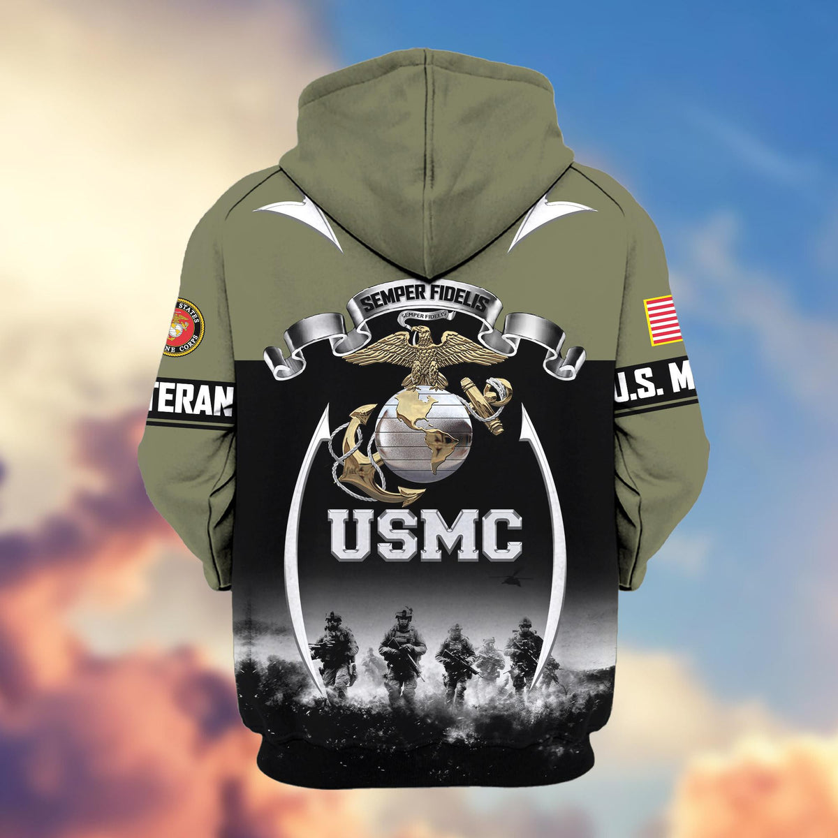 Premium US Veterans Zip Up Hoodie ATTN150821, Gifts For US Veterans, Gifts On Father's Day, Veterans Day.