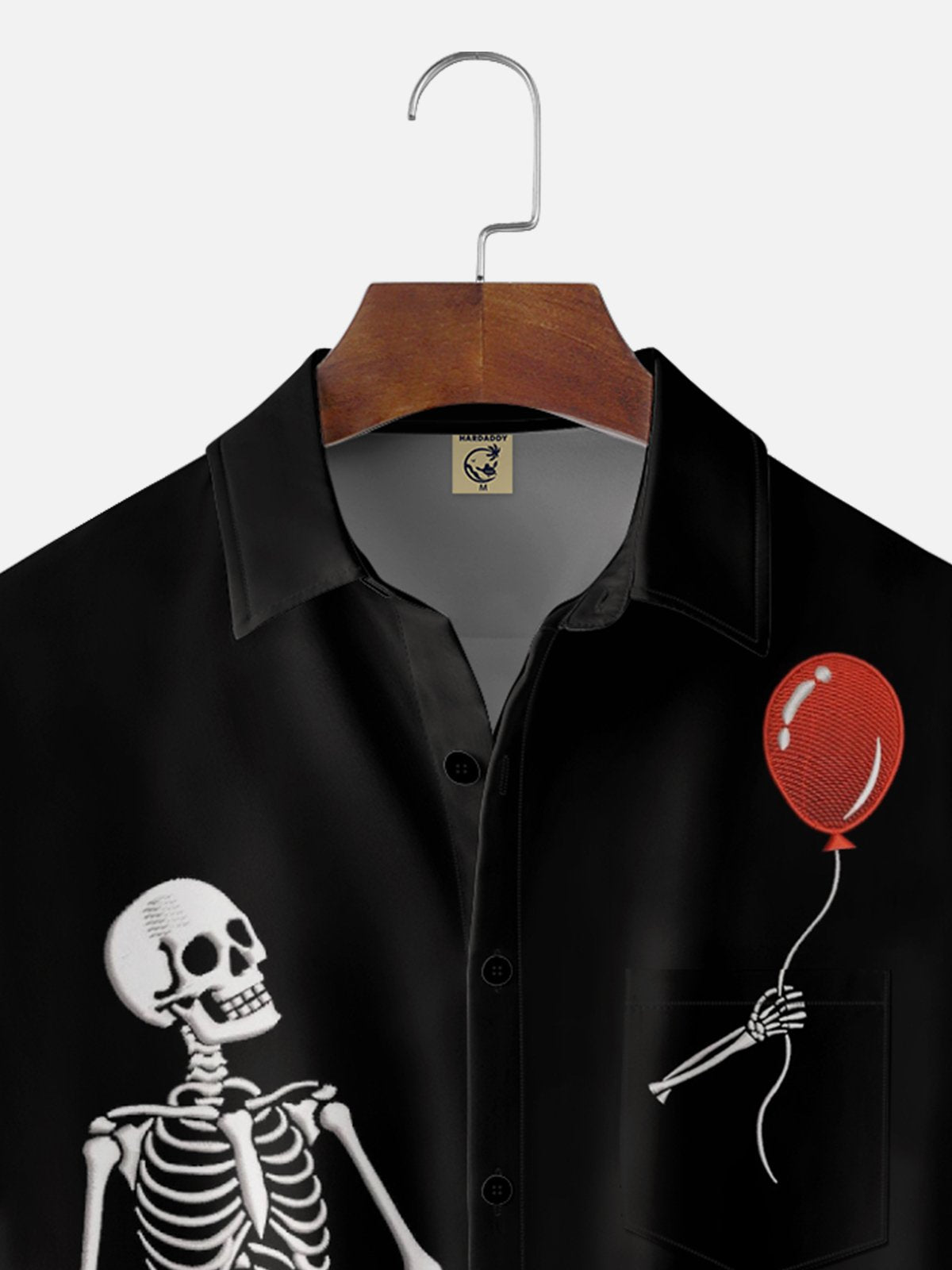 Moisture-wicking Halloween Skeleton Chest Pocket Casual Shirt