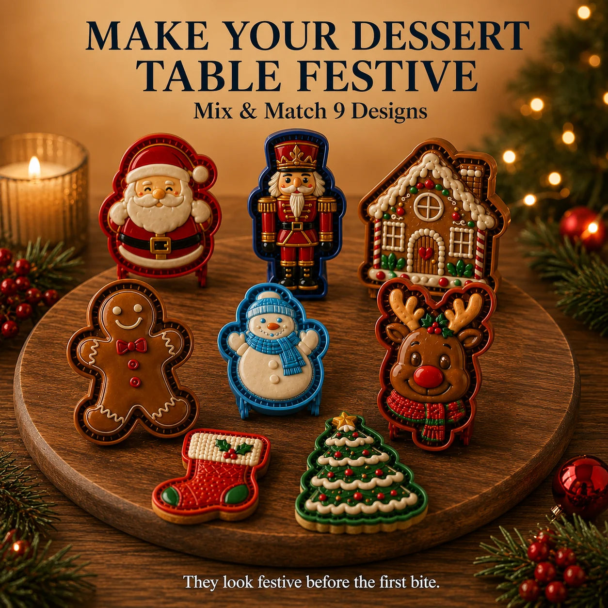 🎄 9-Design Christmas Mini Pie Mold Collection | Reusable Embossed Molds for Shaping Detailed Santa, Snowman, Reindeer, Tree & Holiday Pies 🥧✨