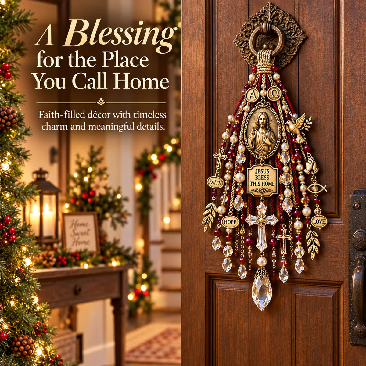 ✝️💙 Christian Door Blessing – Jesus & Virgin Mary Keepsake for Faith, Peace & Home