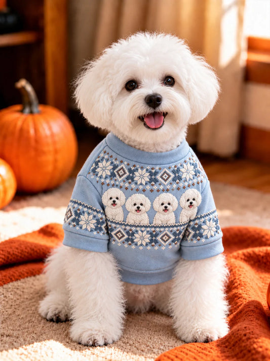 Vintage Bichon Frize Dogs Isle Pattern Print Short-Sleeve Shirt (with D-ring)