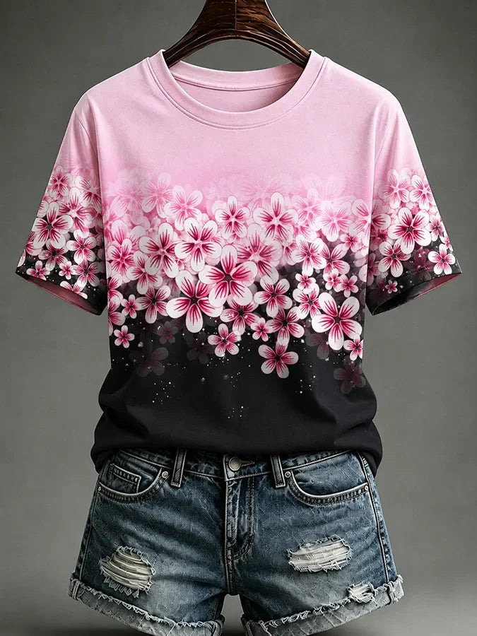 Women's Breast Cancer Print Casual T-shirt