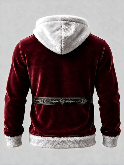 Christmas Vintage Santa Claus Suit Look Kangaroo-Pocket Hoodie Sweatshirt