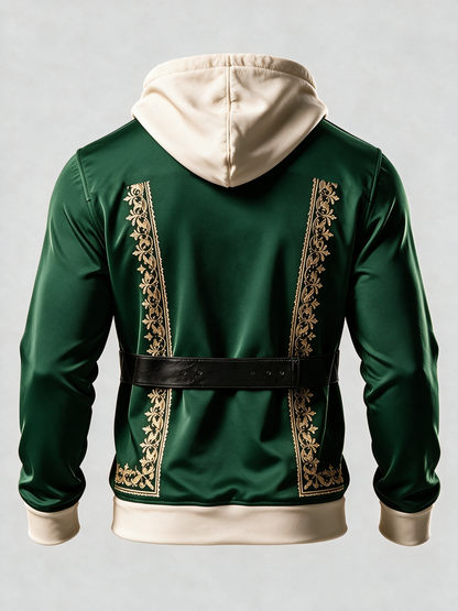 Christmas Vintage Santa Claus Suit Look Kangaroo-Pocket Hoodie Sweatshirt