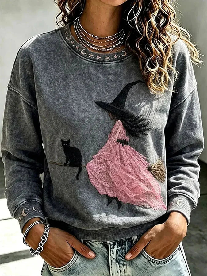 Women's Casual Printed Long-Sleeve Sweatshirt