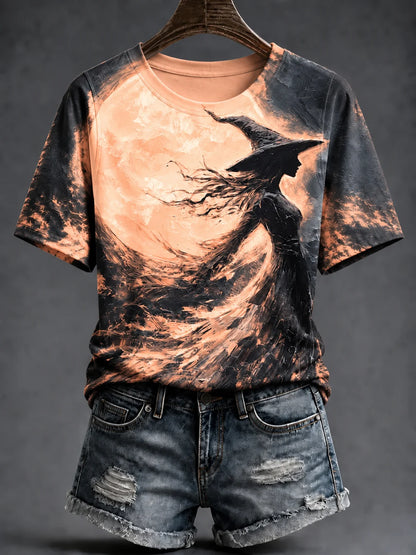Women's Pink Witch Print T‑Shirt