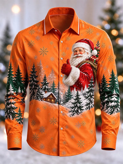 Men's Christmas Print Long-Sleeve Shirt