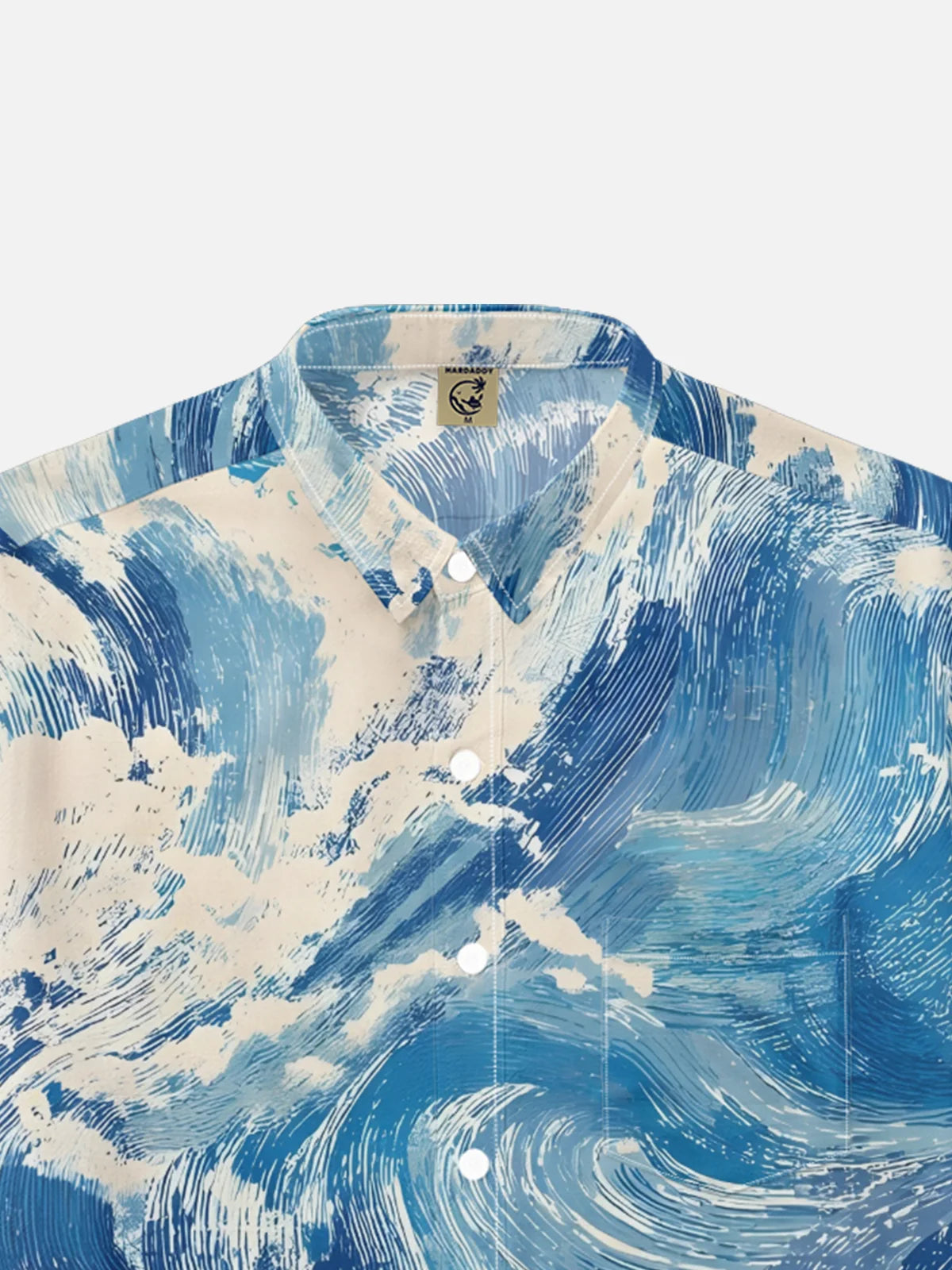 Moisture Wicking  Abstract Gradient Waves and Chest Pocket Holiday Hawaiian Shirt
