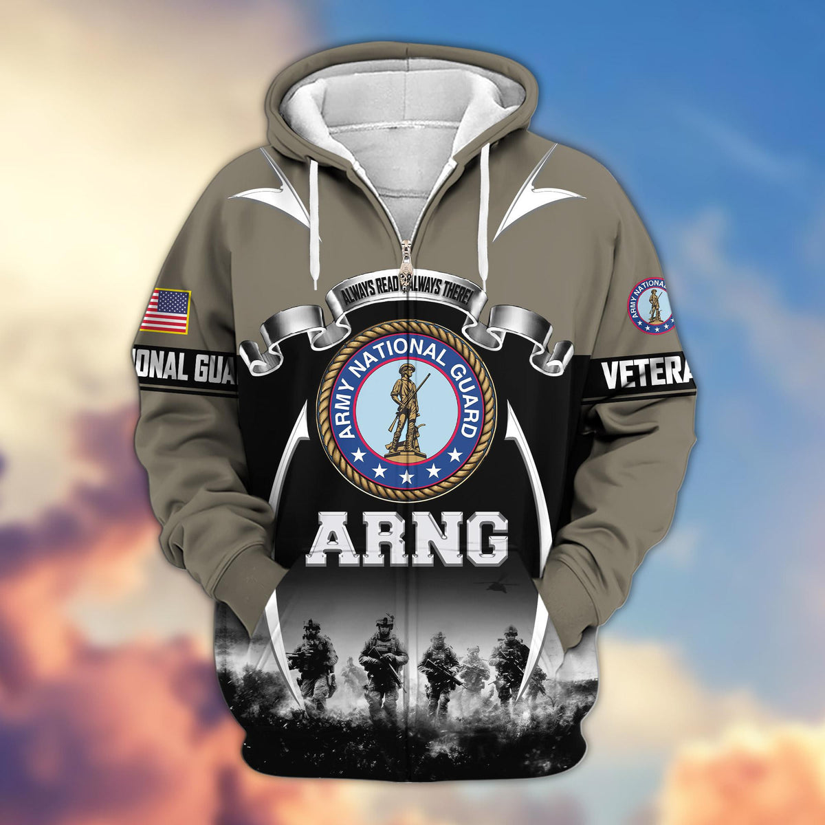 Premium US Veterans Zip Up Hoodie ATTN150821, Gifts For US Veterans, Gifts On Father's Day, Veterans Day.