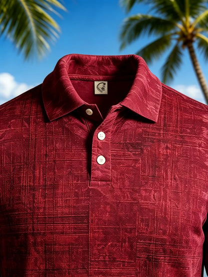 Moisture-Wicking 3D Gradient Abstract Geometric Short-Sleeve Hawaiian Golf Polo