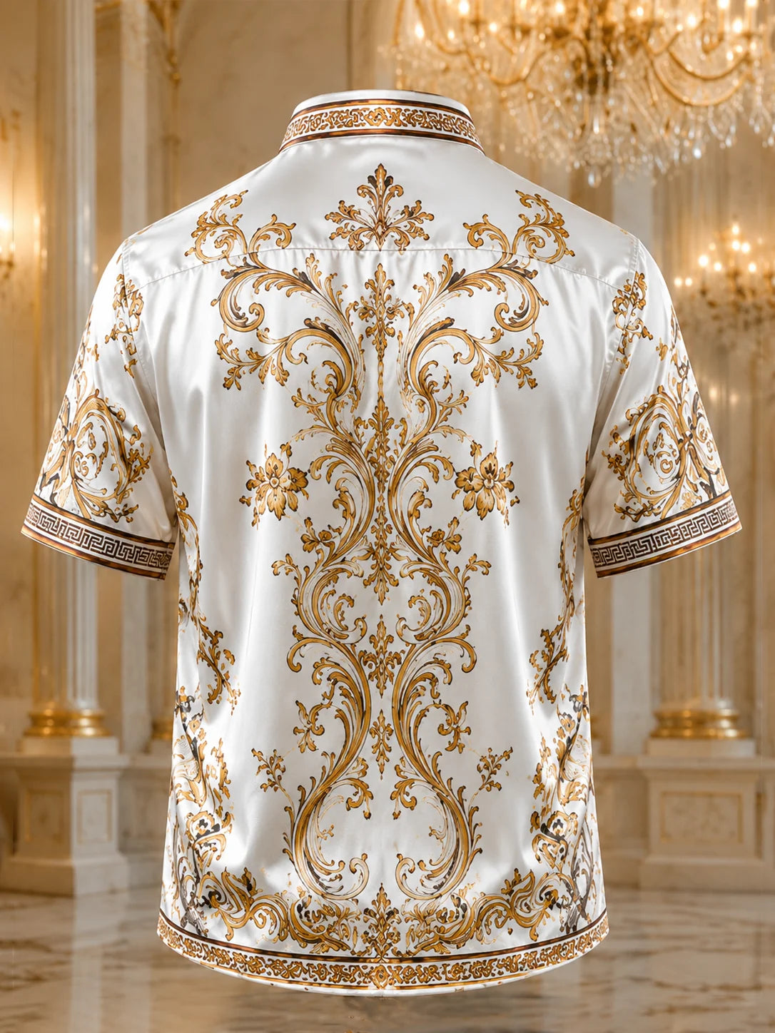 Breathable Silk Satin  Vintage-Style Botanical Floral Print Hawaiian Shirt