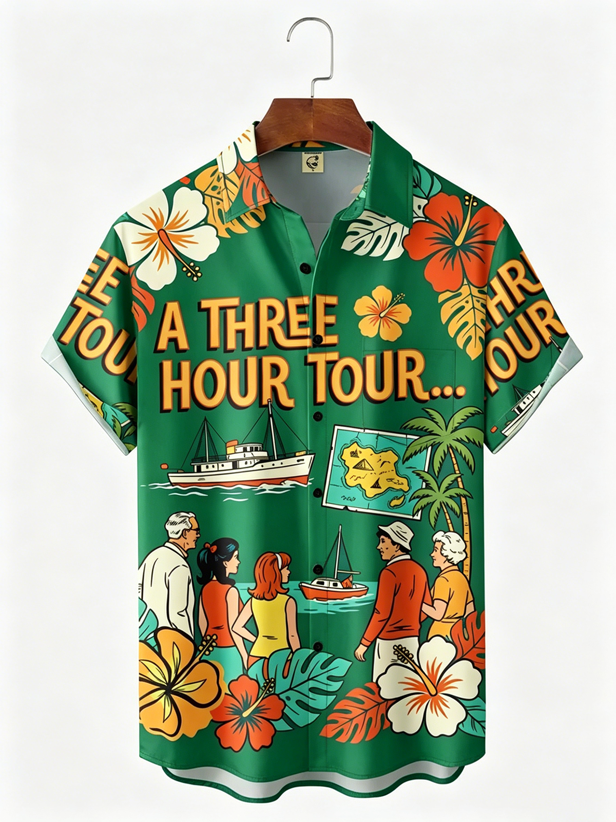 Moisture-Wicking Tropical Floral Chest Pocket Holiday Hawaiian Shirt