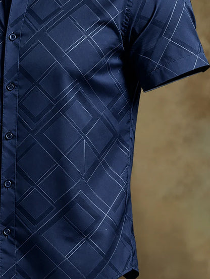 Moisture-Wicking Abstract Geometric Line Art Casual Shirt