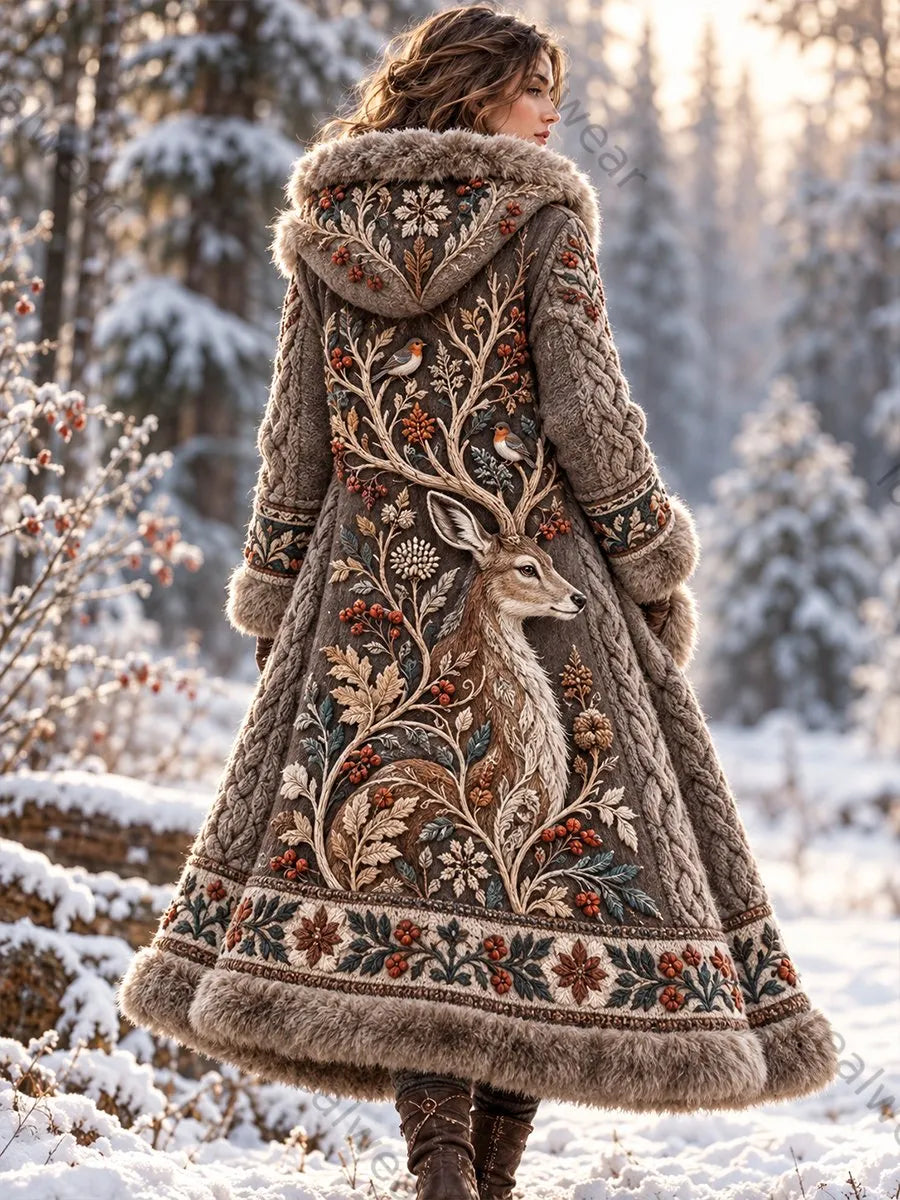 Women's Nordic Forest Animals Flannel Jacket
