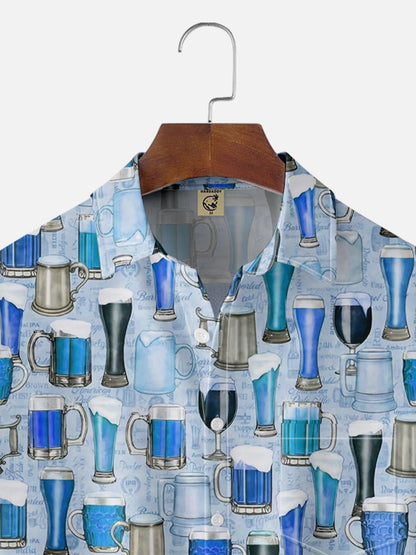 Tall Size Moisture-wicking Beer Chest Pocket Short Sleeve Casual Shirt