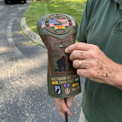 🎖️ Last Day Promo: 49% OFF ⛳️Vietnam Veteran Tribute Elite Leather Golf Head Cover -1955-1975 Service Tribute