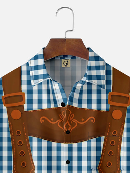 Moisture-wicking Oktoberfest Beer Festival Costume Chest Pocket Casual Shirt