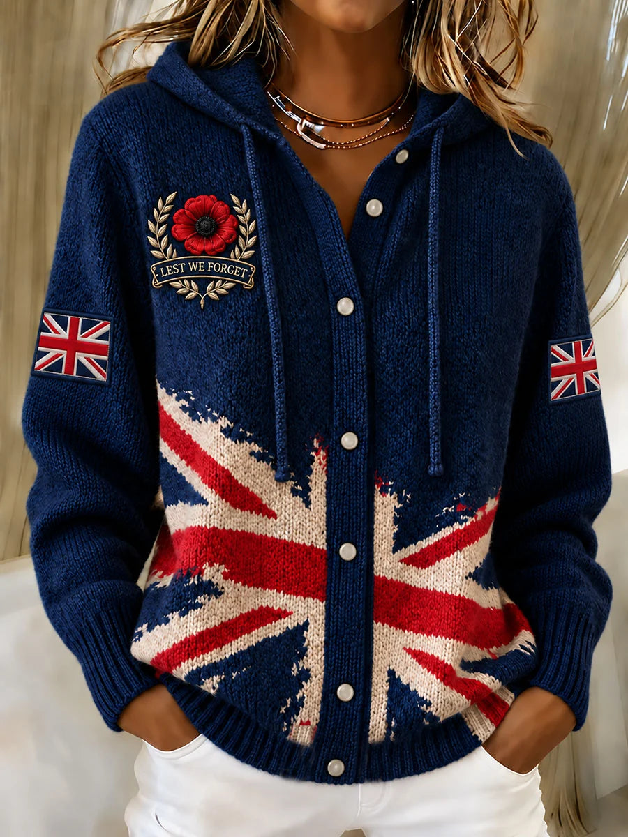 Women's Lest We Forget Print Knitted Coat