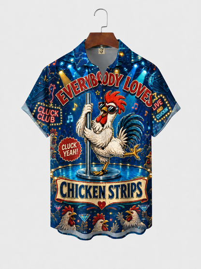 Moisture-Wicking "Beer Can Chicken" Chest-Pocket Hawaiian Shirt