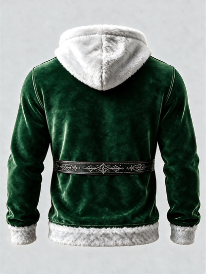 Christmas Vintage Santa Claus Suit Look Kangaroo-Pocket Hoodie Sweatshirt