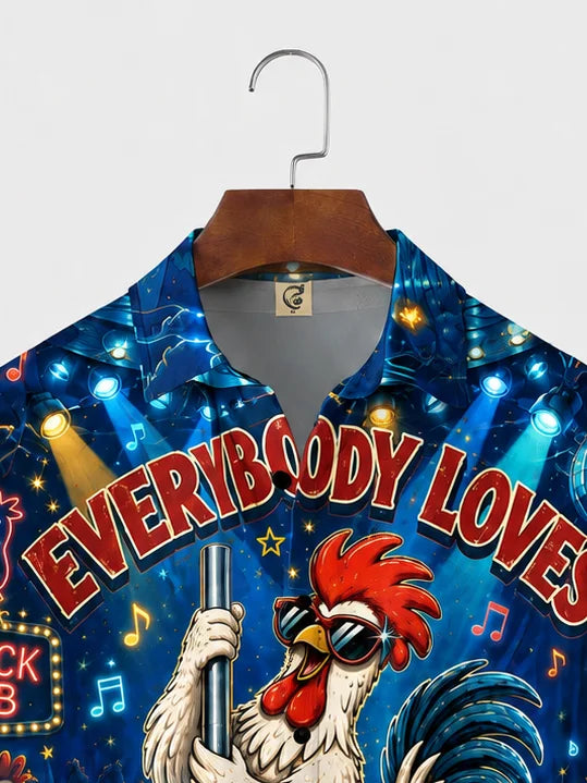 Moisture-Wicking "Beer Can Chicken" Chest-Pocket Hawaiian Shirt