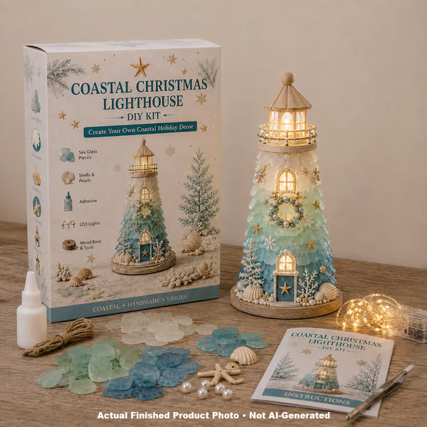💥 LAST DAY 49% OFF - 💙 DIY Sea Glass Lighthouse Kit – Light-Up Coastal Craft & Handmade Home Decor