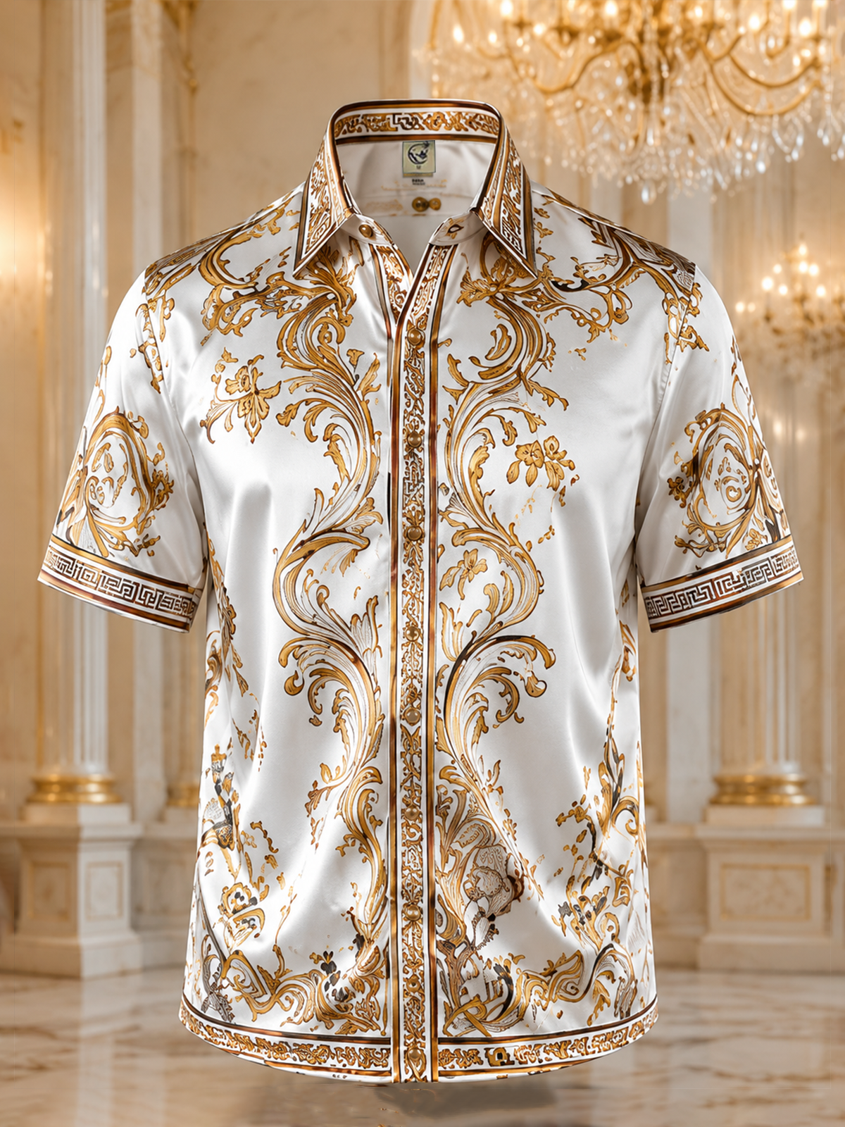 Breathable Silk Satin  Vintage-Style Botanical Floral Print Hawaiian Shirt