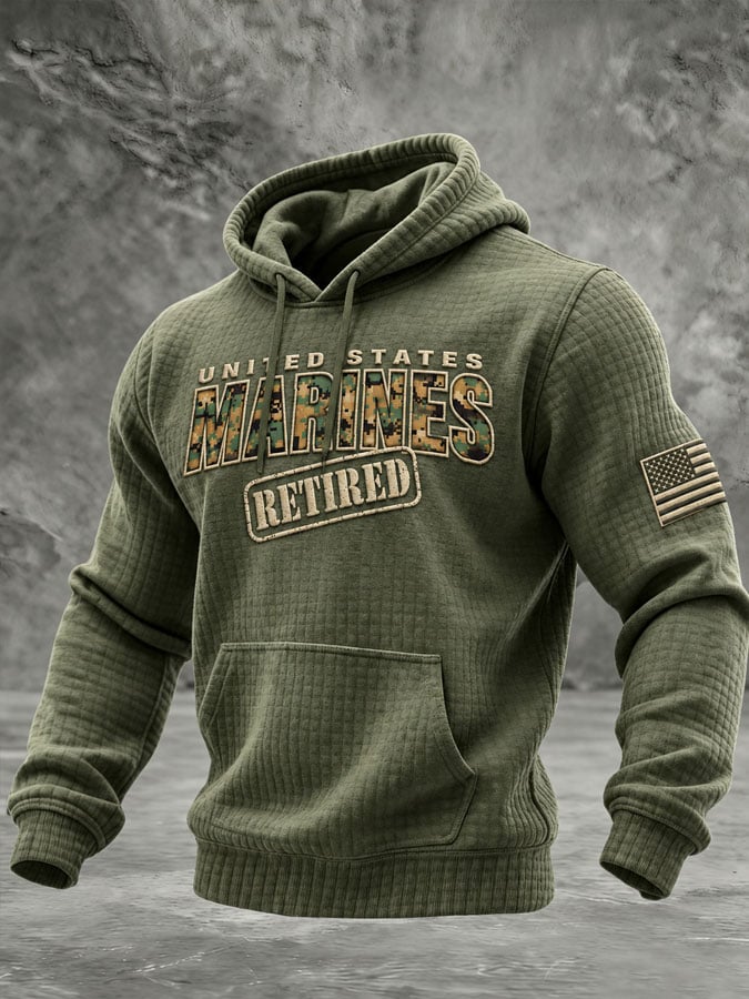 Men's Veteran Pride Printed Checkered Hoodie
