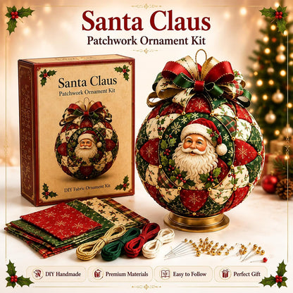 Christmas Classics Patchwork Ornament DIY Kit - Handmade Fabric Holiday Decor - Snowman, Santa & More