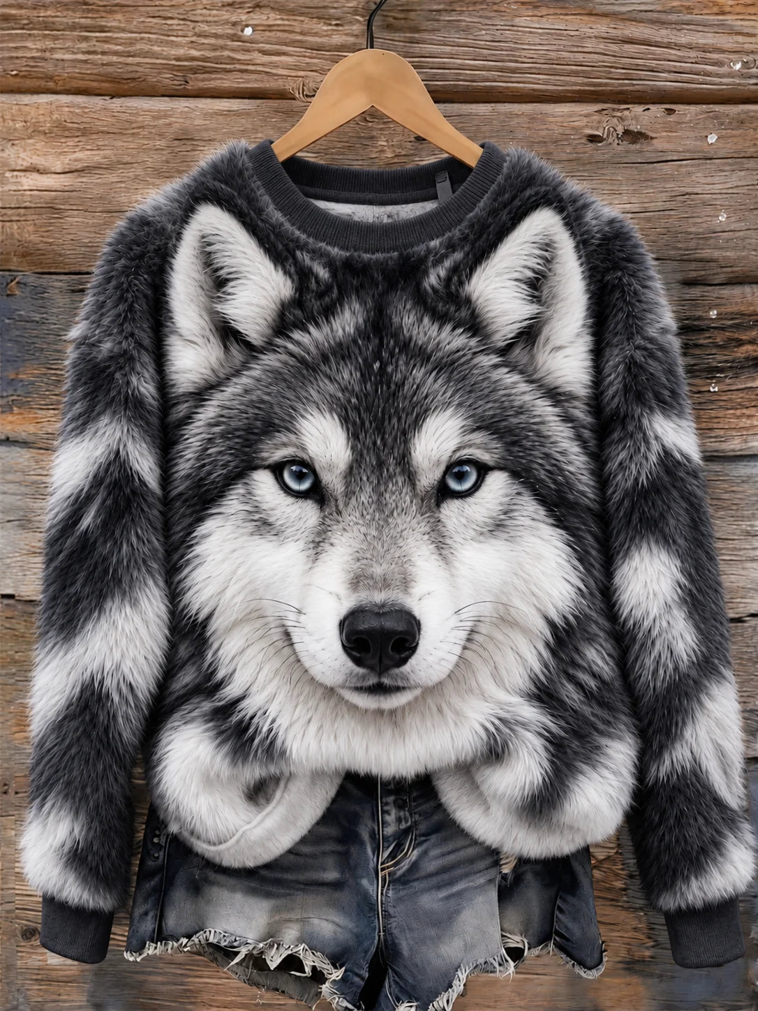 Women's Casual Animal Print Flannel Sweatshirt
