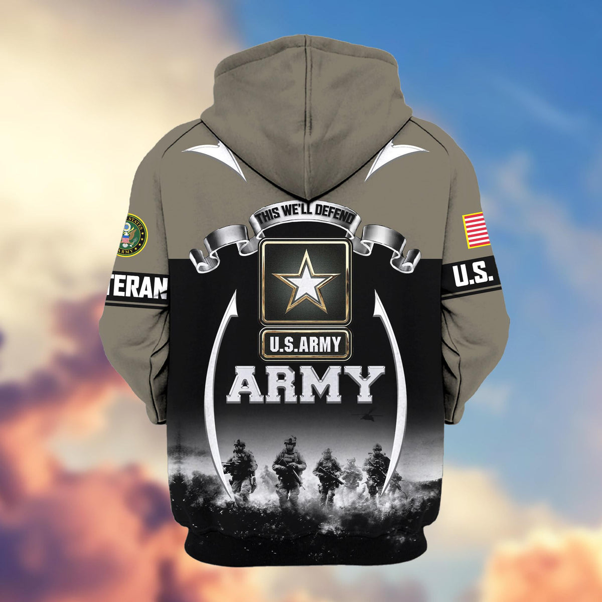 Premium US Veterans Zip Up Hoodie ATTN150821, Gifts For US Veterans, Gifts On Father's Day, Veterans Day.