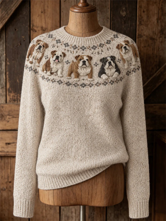 Women's Vintage Yoke Isle Print crew neck sweater