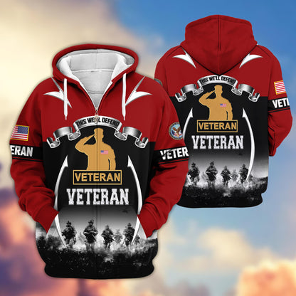 Premium US Veterans Zip Up Hoodie ATTN150821, Gifts For US Veterans, Gifts On Father's Day, Veterans Day.