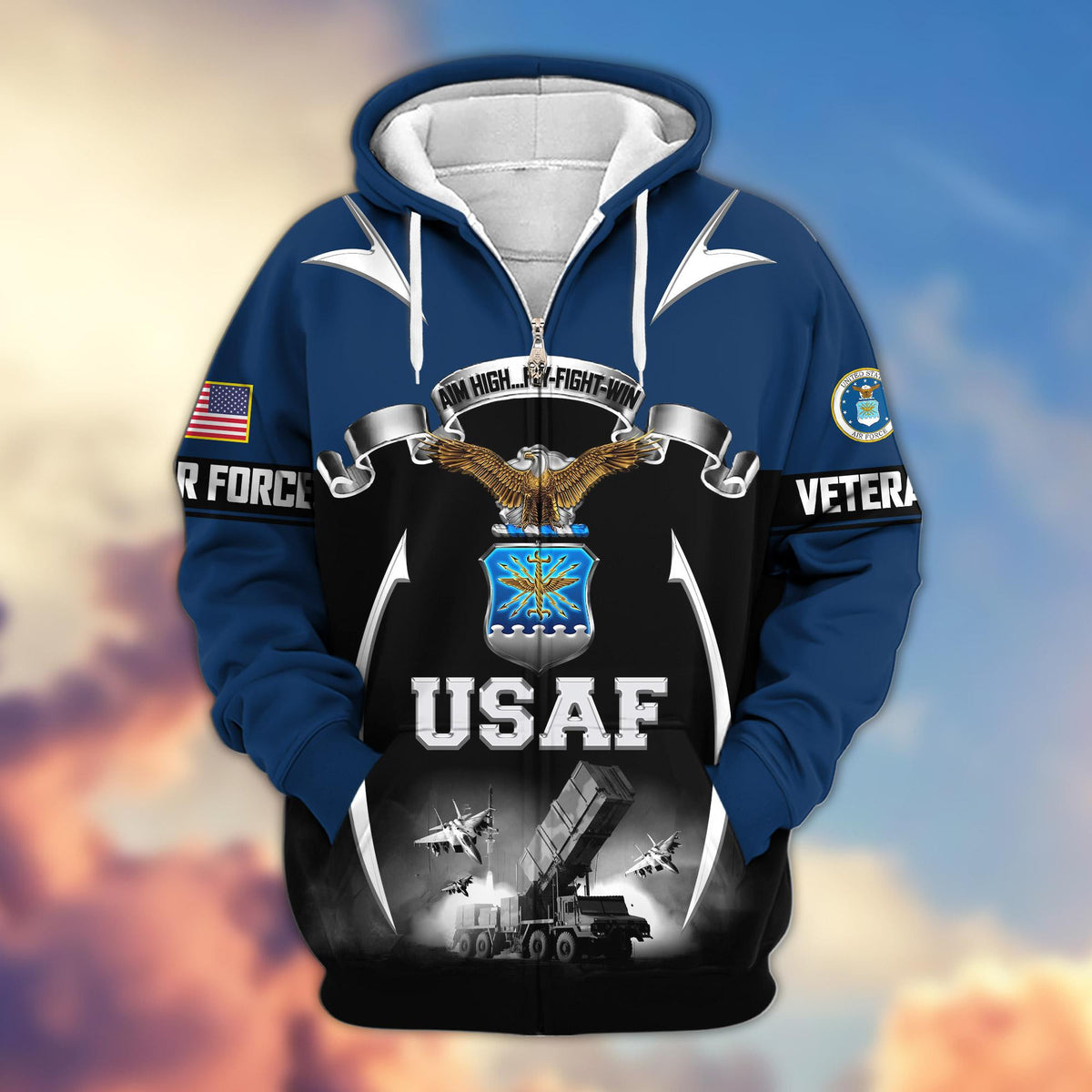 Premium US Veterans Zip Up Hoodie ATTN150821, Gifts For US Veterans, Gifts On Father's Day, Veterans Day.