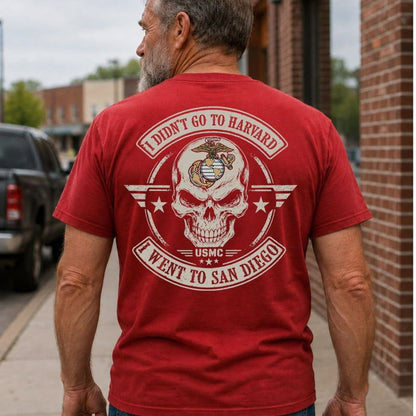 I Didn’t Go to Harvard, I Went to Parris Island Veteran T-Shirt