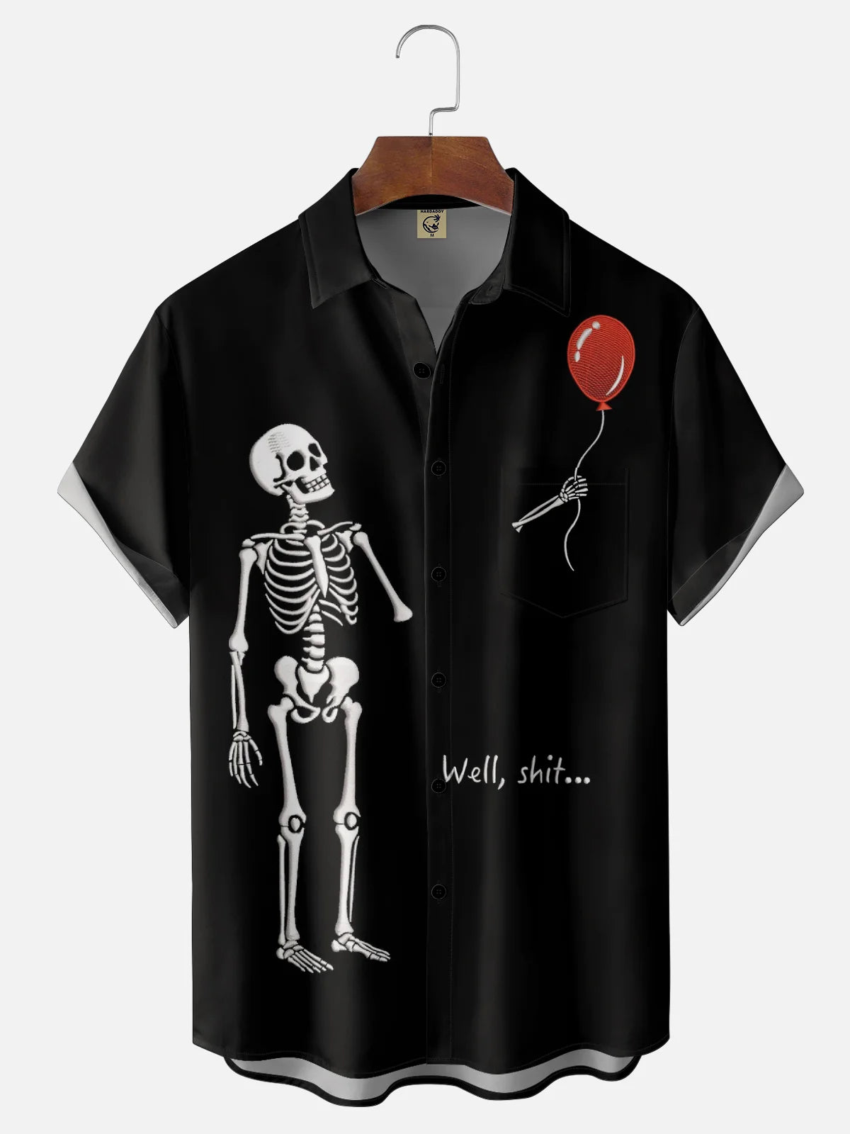 Moisture-wicking Halloween Skeleton Chest Pocket Casual Shirt